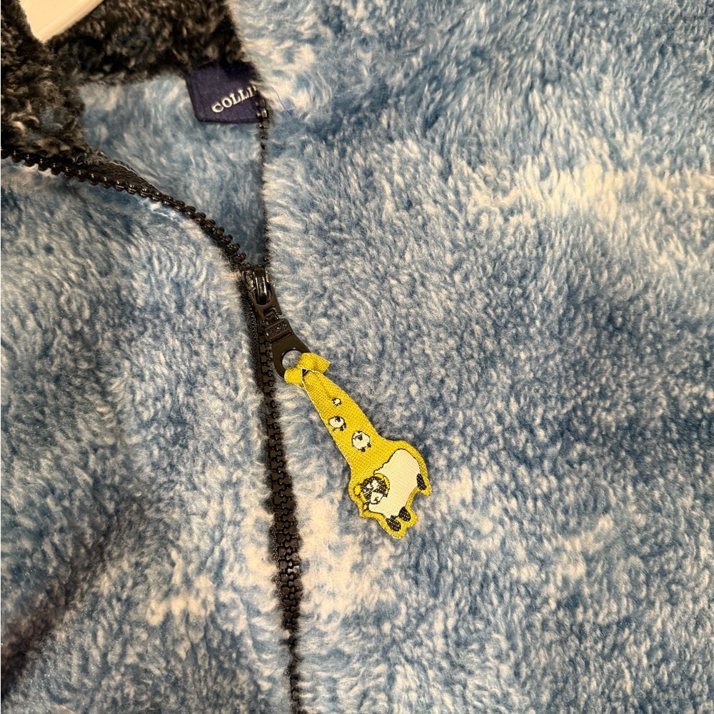 Blue Patterned Sherpa Zip-Up Jacket - Unbranded - image 4